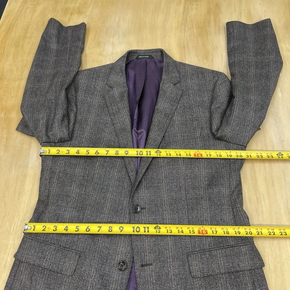 Hugo Boss Blazer Jacket Sport Coat Mens 40L Long Slim Fit Wool Flannel Brown